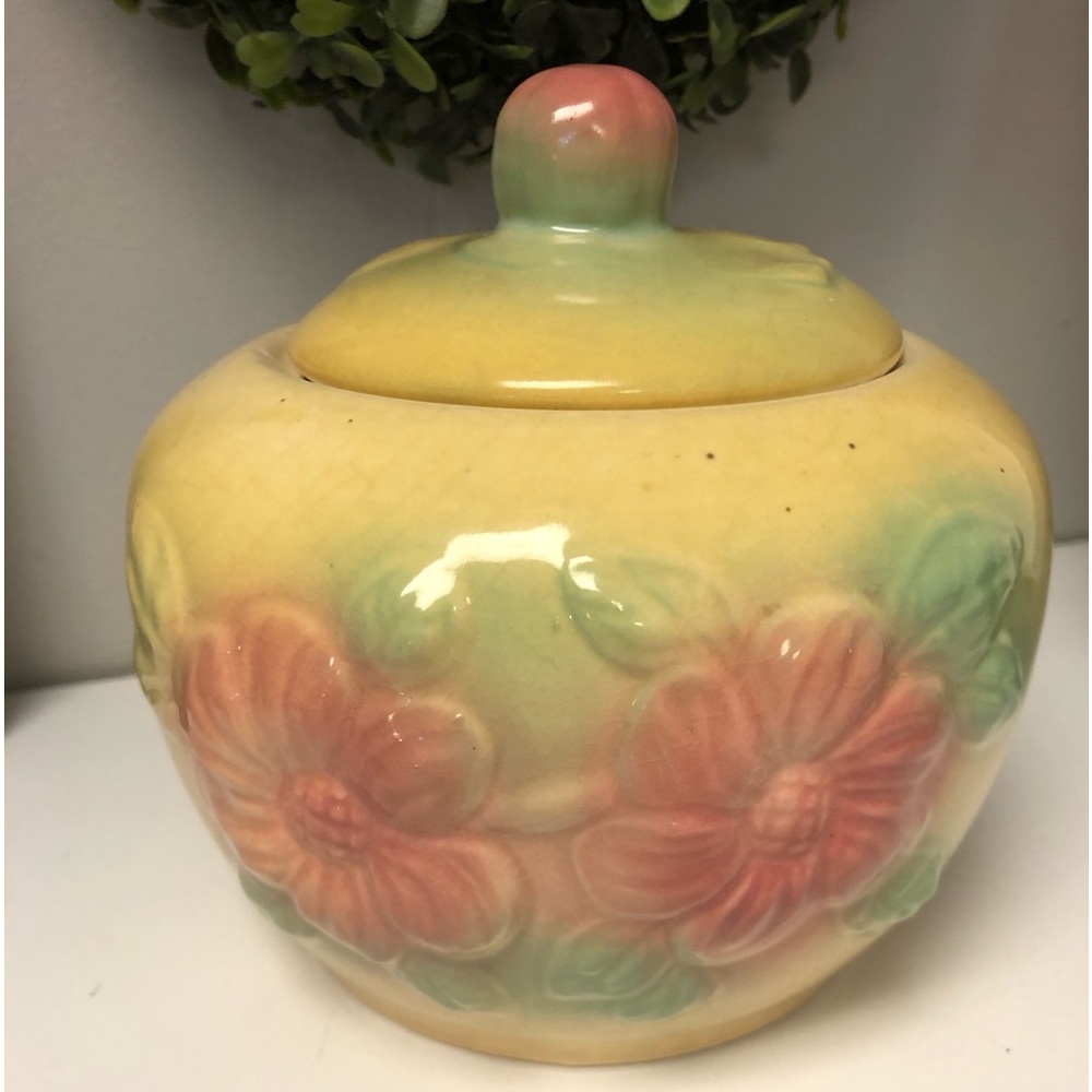 Hull Pottery USA Sunglow Grease Pot with Lid SunGlow Jar #53 1950s Vintage